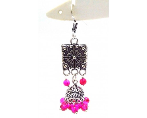 Silver Oxidized Earring Jhumka Jhumki Imitation Ethnic Jewelry Long Dangle AE29